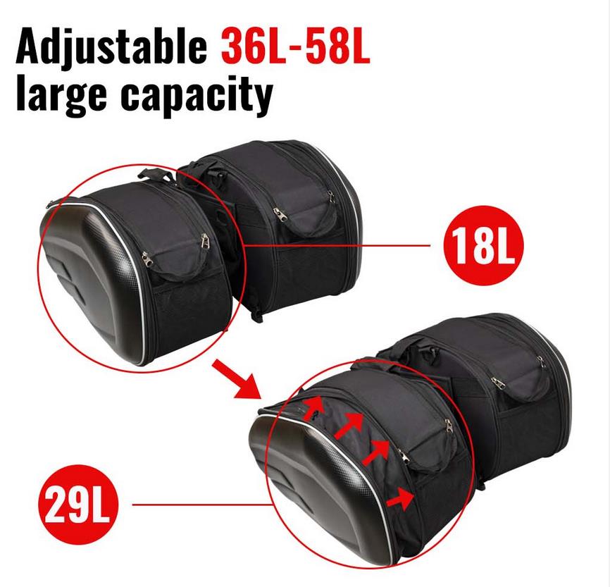 Black 36-58L Motorcycle Saddle - Motorcycle Gear Warehouse review and price